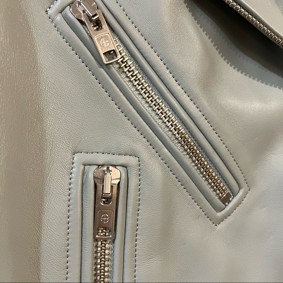 Anine Bing Benjamin Moto Leather Jacket in Dusty Mint Size XS NEW with tags! - Picture 6 of 11